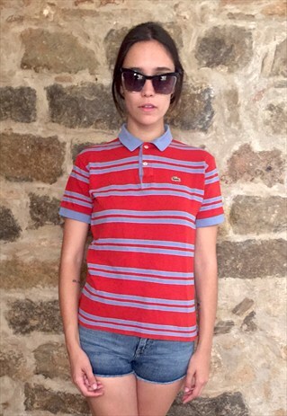 VINTAGE LACOSTE POLO SHIRT RED AND BLUE FOR HER