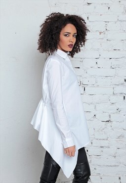 Flare poplin shirt with gathered back detail 