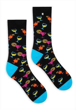 FUNKY MENS BLUE SOCKS WITH BLACK DOTS AND YELLOW LACES