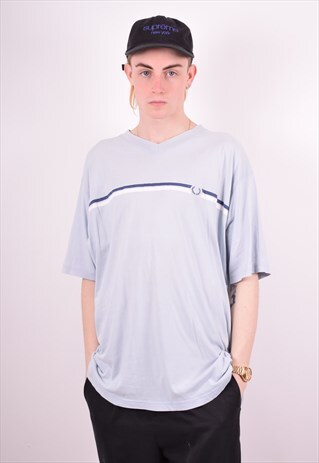 FRED PERRY MENS VINTAGE T-SHIRT TOP XL BLUE 90'S
