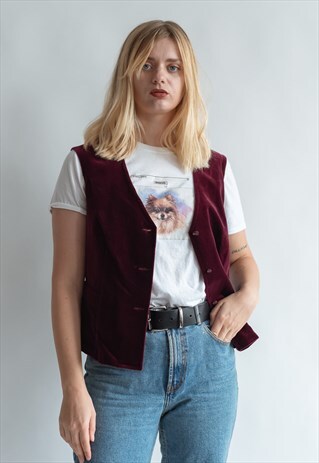 VINTAGE 90S PURPLE GRUNGE VELVET VEST