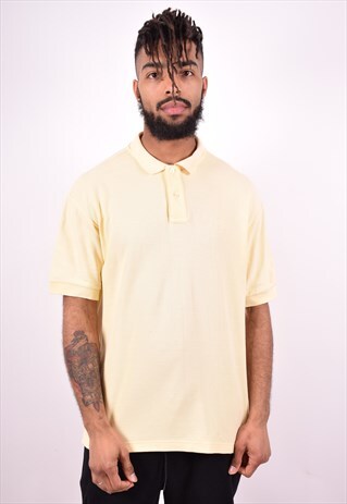 FILA MENS VINTAGE POLO SHIRT LARGE YELLOW 90'S