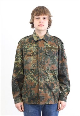 German Army Flecktarn Jacket Military Over Coat Camouflage