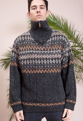BIAGGINI VINTAGE 90S HALF ZIP WARM WOOL SWEATER