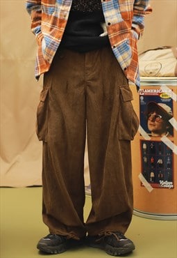 Brown corduroy Cargo pants Jeans trousers 