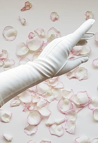 VINTAGE 50S CLASSIC WHITE LONG GLOVES / WEDDING