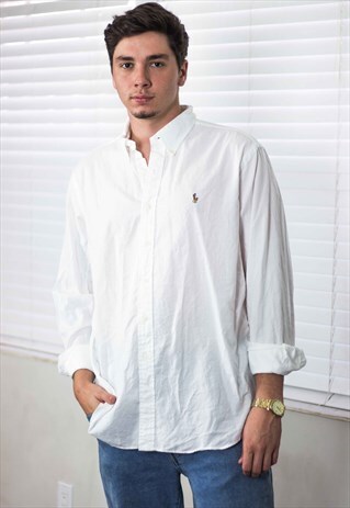VINTAGE POLO RALPH LAUREN SHIRT LOGO 90S XL 8.3