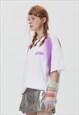 NEON PAINTED T-SHIRT PURPLE WHITE TOP GRUNGE TIE-DYE TEE