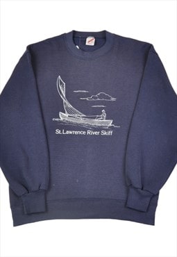 Vintage St. Lawrence River Skiff 90s Sweatshirt Navy Small