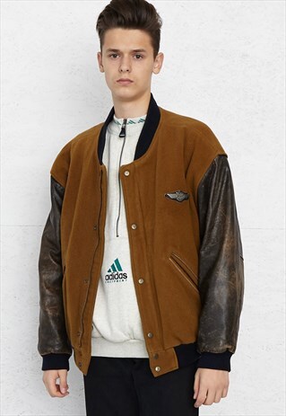 VINTAGE BROWN CROCKER LEATHER BOMBER JACKET