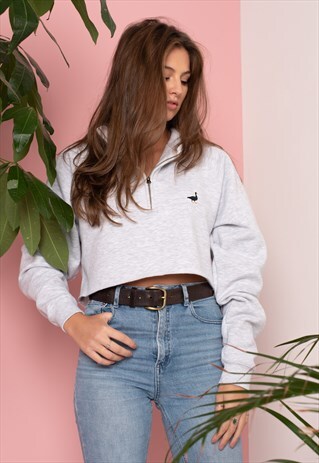 G&G CROPPED ASH 1/4 ZIP SWEAT