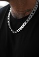 54 Floral 24" 12mm Figaro Necklace Chain - Silver