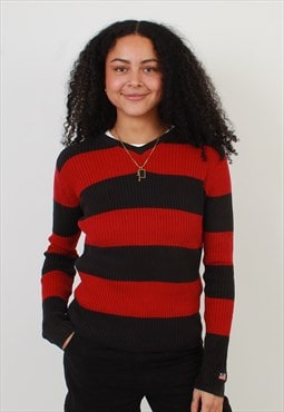 Women's Vintage Polo Jeans Red/Black Striped Sweater