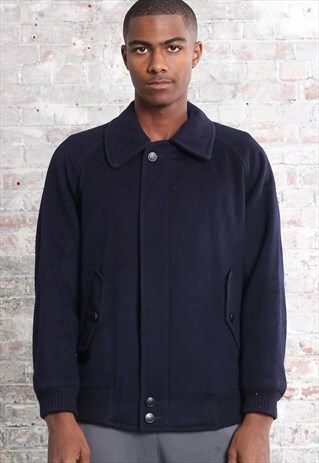 VINTAGE BURBERRY WOOLEN JACKET NAVY BLUE
