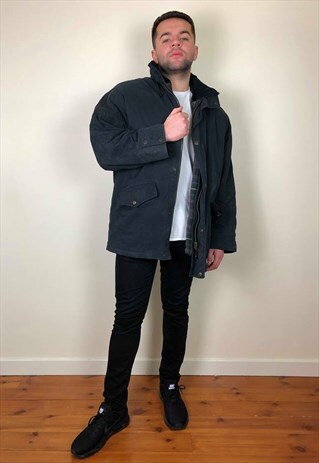 VINTAGE 90S GANT COAT REMOVABLE LINING NAVY BLUE