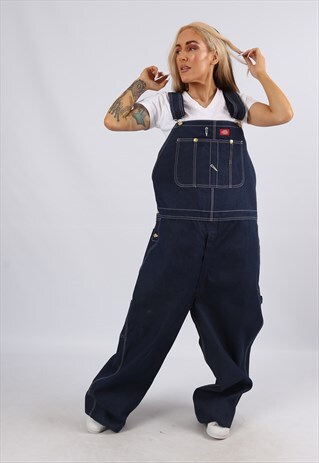 VINTAGE USA DICKIES DENIM DUNGAREES PLUS SIZE 24 5XL (51C)