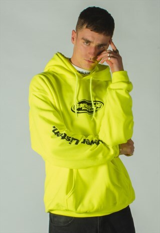 NEON GREEN HEAVYWEIGHT HOODIE WITH SLEEVE PRINT