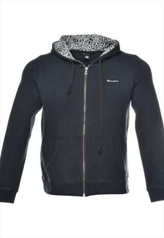 BEYOND RETRO VINTAGE CHAMPION PLAIN HOODED BLACK SWEATSHIRT