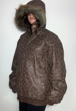  Leather bomber jacket printed vintage 90s KANI monogram 