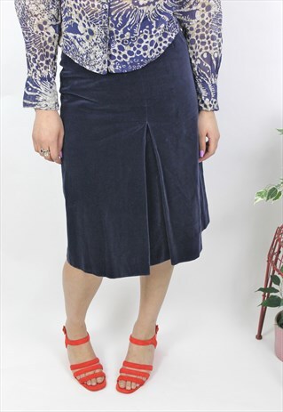 VINTAGE 1970S JAEGER NAVY VELVET SKIRT