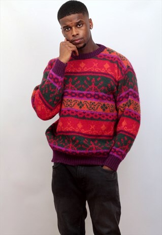 1990'S VINTAGE JAZZY KNIT JUMPER IN MULTICOLOUR