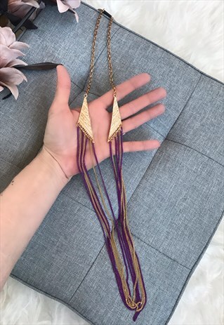 GOLD & PURPLE LONG CHAIN NECKLACE