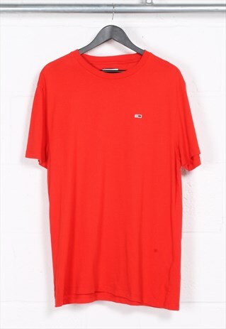 Vintage Tommy Hilfiger T-Shirt in Red Crewneck Tee XL