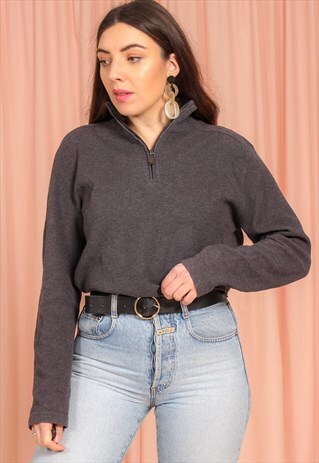 VINTAGE 80S 1/4 ZIP SWEATSHIRT IN GREY