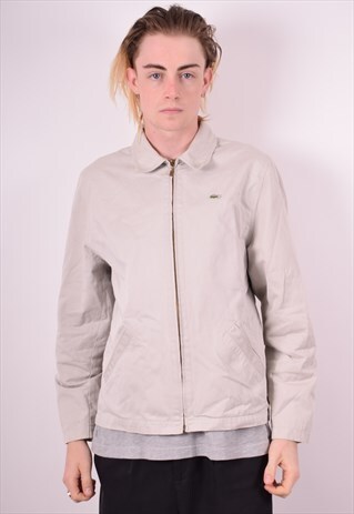 LACOSTE MENS VINTAGE HARRINGTON JACKET LARGE GREY 90S