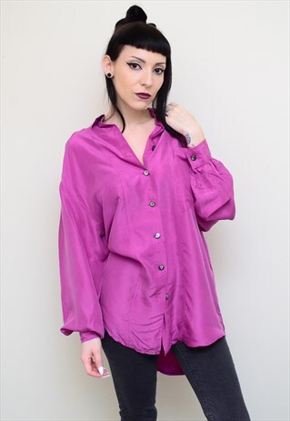 VINTAGE 90'S GENUINE SILK PINK OVERSIZED SHIRT