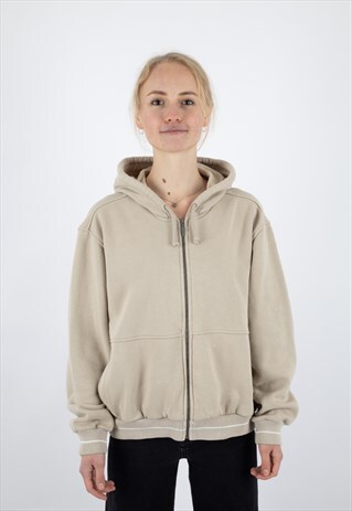 NIKE 90'S VINTAGE EMBROIDERED FULL ZIP HOODIE IN SAND