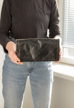 Vintage 70's Black Leather  Clutch