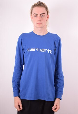 CARHARTT MENS VINTAGE TOP LONG SLEEVE MEDIUM BLUE 90S