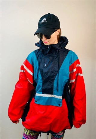FRESH MIKE RAIN SAILING RED HOODIE JACKET WINDBREAKER VINTAG