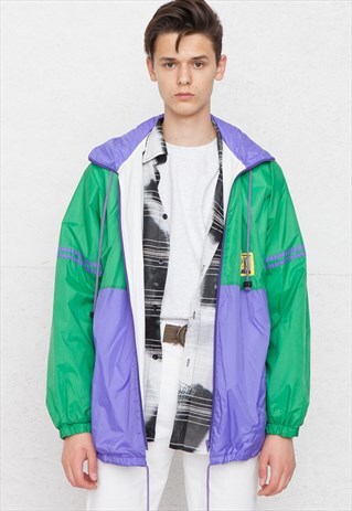 VINTAGE PURPLE GREEN MARCEL CLAIR RAIN JACKET