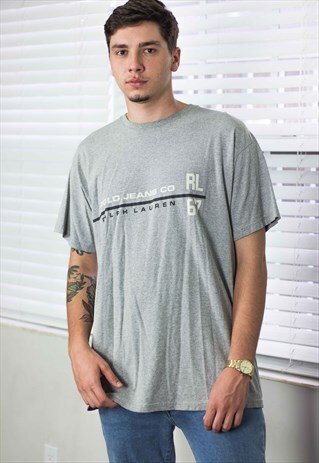 VINTAGE POLO RALPH LAUREN T-SHIRT LOGO 90S L 8.4