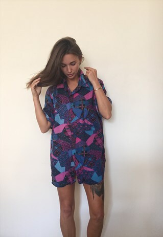 CRAZY PATTERNED VINTAGE RETRO OVERSIZED SHIRT
