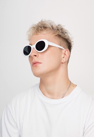 DONNA WHITE OVAL SUNGLASSES