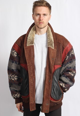 VINTAGE AZTEC FLEECE LINED FESTIVAL JACKET