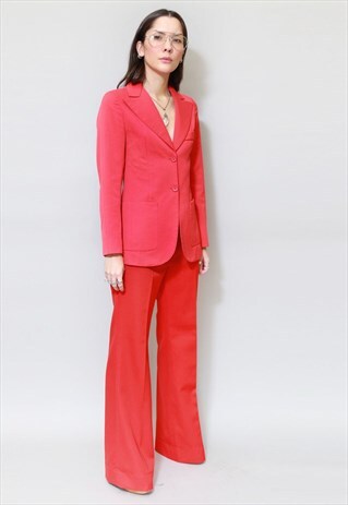 VINTAGE 1970'S JEAN CLAUDE RED WOOL TAILORED BLAZER JACKET
