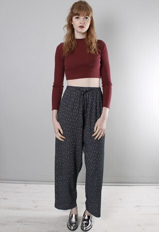 VINTAGE 80S FLORAL PATTERNED HIGH WAISTED CULOTTE TROUSERS