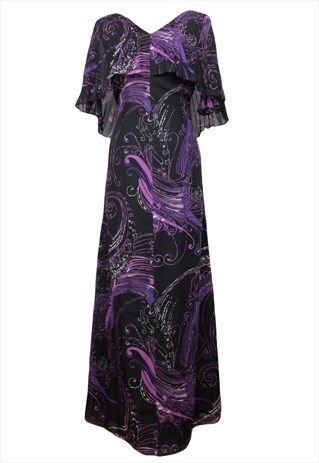 VINTAGE MAXI DRESS 70S PSYCHEDELIC MOD HIPPIE DISCO PARTY