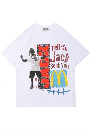 KALODIS CARTOON CHARACTER PRINT STREET LOOSE T-SHIRT