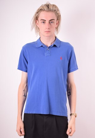 POLO RALPH LAUREN MENS VINTAGE POLO SHIRT LARGE BLUE 90S