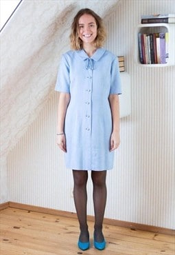 Light blue classic vintage dress with ribbon