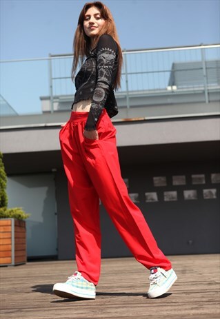 VINTAGE 90'S RED HIGH WAIST TROUSERS