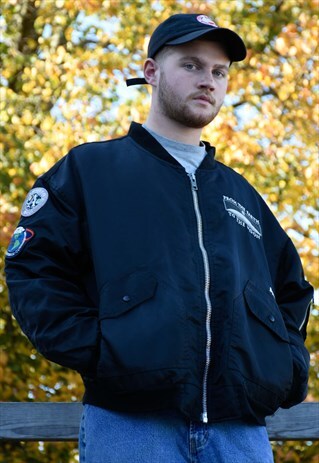 BLACK HBO 'FROM THE EARTH TO THE MOON' NASA BOMBER JACKET