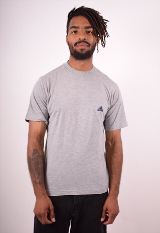 ADIDAS MENS VINTAGE T-SHIRT TOP SMALL GREY 90S