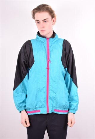 MENS VINTAGE TRACKSUIT TOP JACKET XL BLUE 90S