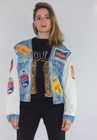 VINTAGE AMAZING USA PATCHWORK DENIM JACKET